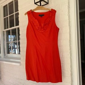 Orange/coral linen dress